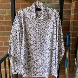 White with flowers button down